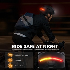 Bike Helmet with Turn Signal Light - Shinmax Bicycle Helmet with Front & Rechargeable Rear Light, Detachable Visor, Cycling Helmet for Adult Men Women Perfect for Commuter MTB Scooter E-bike City Road