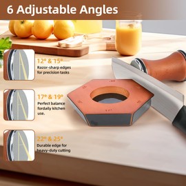 KRZKRZ Rolling Knife Sharpener - 6 Angles & 4 Blades System, Ergonomic Waist Design for Kitchen Chef Knives, Sharpening Stone for Precision Edge