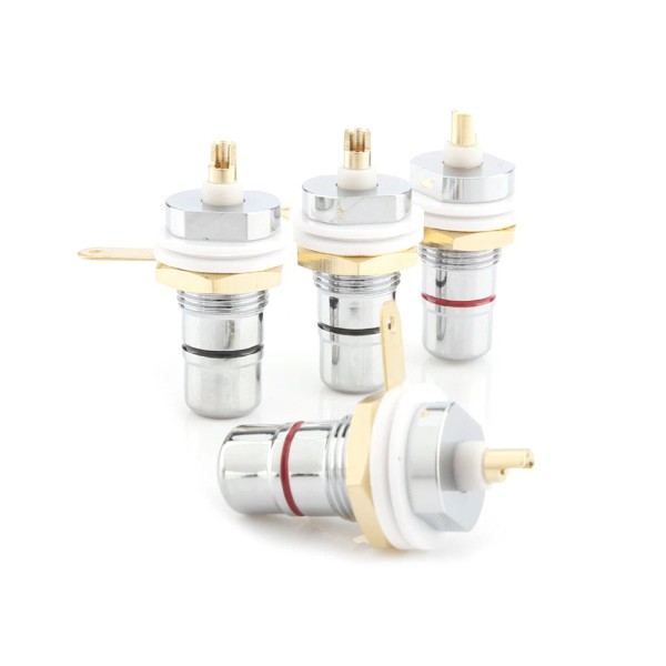 Universal 4* Rhodium Plated RCA Socket Female Panel Mount Plug