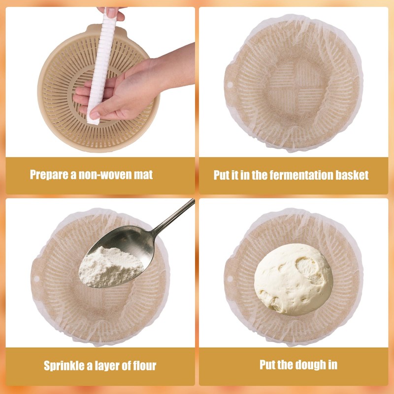 BOXOB 100pcs Bread Proofing Basket Cloth Liner, Disposable Non-Stick Dough