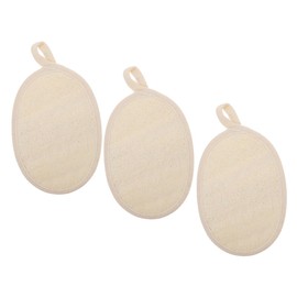 FRCOLOR 3Pcs Loofah Back Scrubbers Exfoliating Towels for Deep Cleansing Skin Massage and Bathing for Back Neck and Shoulder Care Beige and Design