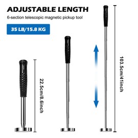 Magnetic Pick Up Tool, Extendable Magnetic Pick-Up Magnetic Rod Grabber, 22 cm to 103.5 cm, Telescopic Magnetic Rod, Flexible Magnetic Telescopic Rod, Stainless Steel for Picking Up Small Parts Keys