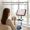 Floor Book Stand with 2 Removable Trays, Adjustable Height Wood
