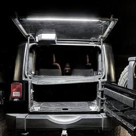 BooYu RGBW Rear Glass Lift Gate Dome Led Light Bar RF Wireless Remote Tailgate Camping Lights Rear Cargo Liftgate Interior Overhead Light Compatible with Jeep Wrangler YJ TJ JK JKU JL JLU 2/4-Door