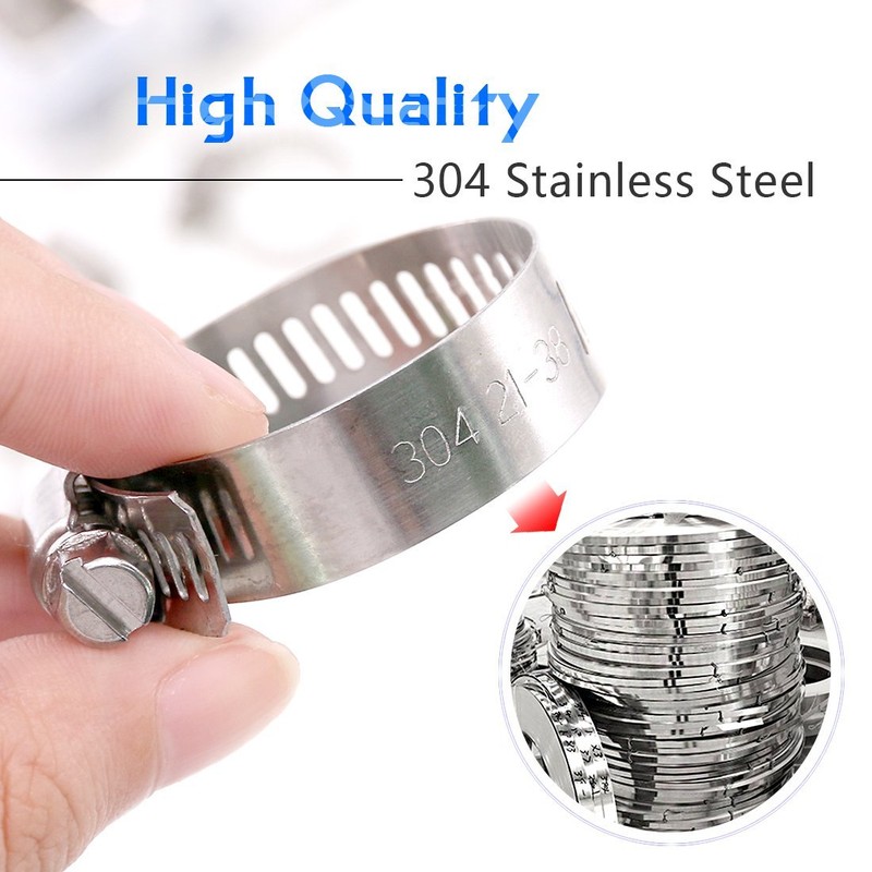 Swpeet 60Pcs Assorted Sizes Hose Clamps Kit, 304 Stainless Steel