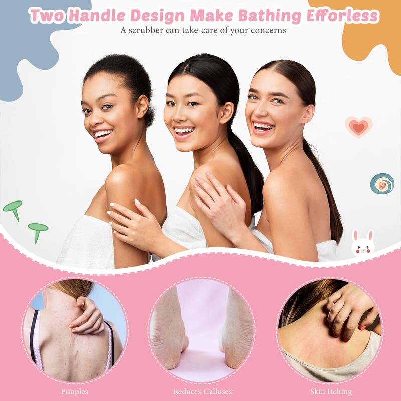 4 Pack Exfoliating Washcloth Back Scrubber Set, 2 Exfoliating Body
