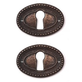 cyclingcolors 2x Antique Furniture Fitting Key Plate Furniture Plate Antique Brass 26 x 37 mm
