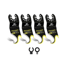 DARTOTEK 4pcs Oscillating Multi Tool Hook Knife Blade, Multitool Saw Blades for Cutting Trimming Roofing Shingles, Carpet, Cardboard, Artificial Turf