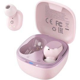 HTC Audifonos Inalambricos Bluetooth 5.3 Audífonos Inalámbricos Auriculares Wireless Earbuds con micrófono Incorporado Control Táctil con Graves Profundos para Llamadas, Oficina, Deporte (Rosa)