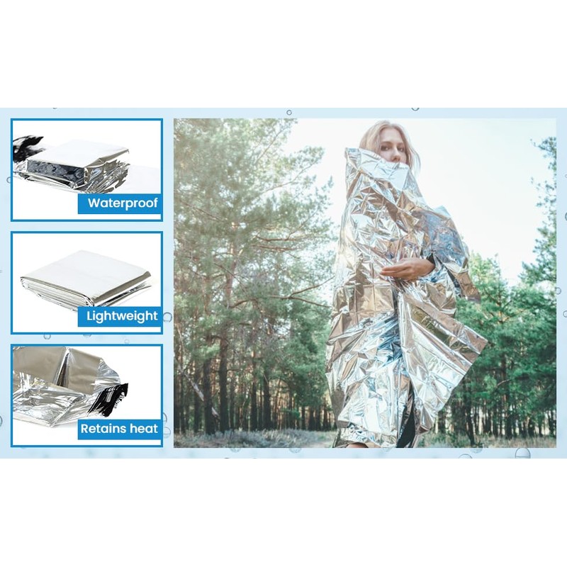PrimaCare CB-6831-CS Emergency Rescue Heat Preservation Blanket, Waterproof, 82" x