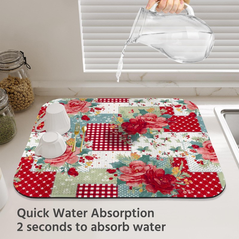 Dish Drying Mat for Kitchen Counter 16x18 Inch, Super Absorbent