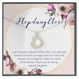 Grace of Pearl Step Daughter Gifts from Stepmom Stepdaughter Necklace Poem Jewelry Gifts Wedding from Stepfather
