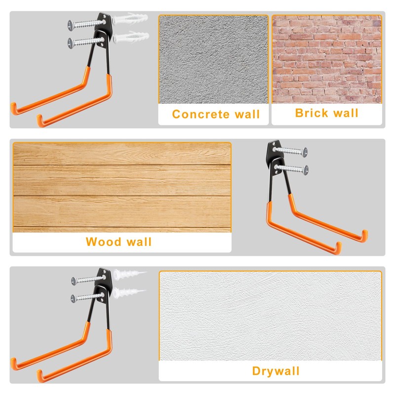 KURUI Heavy Duty Garage Hooks for Hanging, 2 Pack Metal