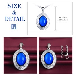 Yumilok Women's Necklace Stainless Steel Ellipse with Pendant Photo Locket to Open Thermal Mood Colour Changing for Her Woman Man, Stainless Steel