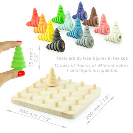 Ulanik Fir Trees on The Board Montessori Toy Wooden Sorter Game 25 fir Trees 55 mm Age 3+ Color Sorting and Counting Preschool Learning Education