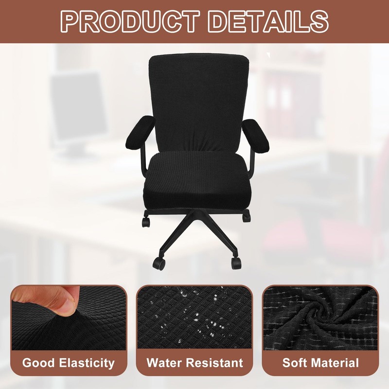 sourcing map Office Chair Covers, Stretchable Rotating Chair Slipcover Desk