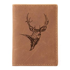 Green Burry Vintage Men's Leather Credit Card Holder ID Wallet Brown 12X9X1 cm