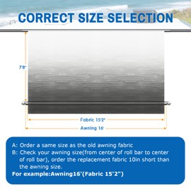 SHADEPLUS RV Awning Fabric Replacement,Camper Awning 19.5 oz 5-Layer Heavy Duty Waterproof Vinyl Universal RV Awning Fabric for All Brands Camper,Trailer, Motorhome Awnings,Grey Fade 15'2''