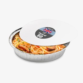 We Can Source It Ltd Aluminium Round Foil Food Container No 12 Take Away Box & Lids - 7inch Pack of 25 Containers & Lids