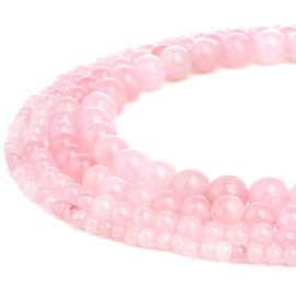 RUBYCA Natural Rose Quartz Gemstone Round Loose Bead Pink Crystal for Jewelry Making 1 Strand - 6mm