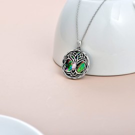 AOBOCO Celtic Tree of Life Necklace Sterling Silver 925 Tree of Life Chain Women's Celtic Jewellery Birthday Gifts for Women, Crystal, Crystal