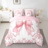 jejeloiu Girls Pretty Ribbon Pink Bow 7 Piece Bedding Set