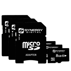 Synergy Digital 8GB Micro SDHC Secure Digital Memory Cards, Compatible with Kyocera Hydro Cell Phone - Class 10, 20MB/s - Pack of 3