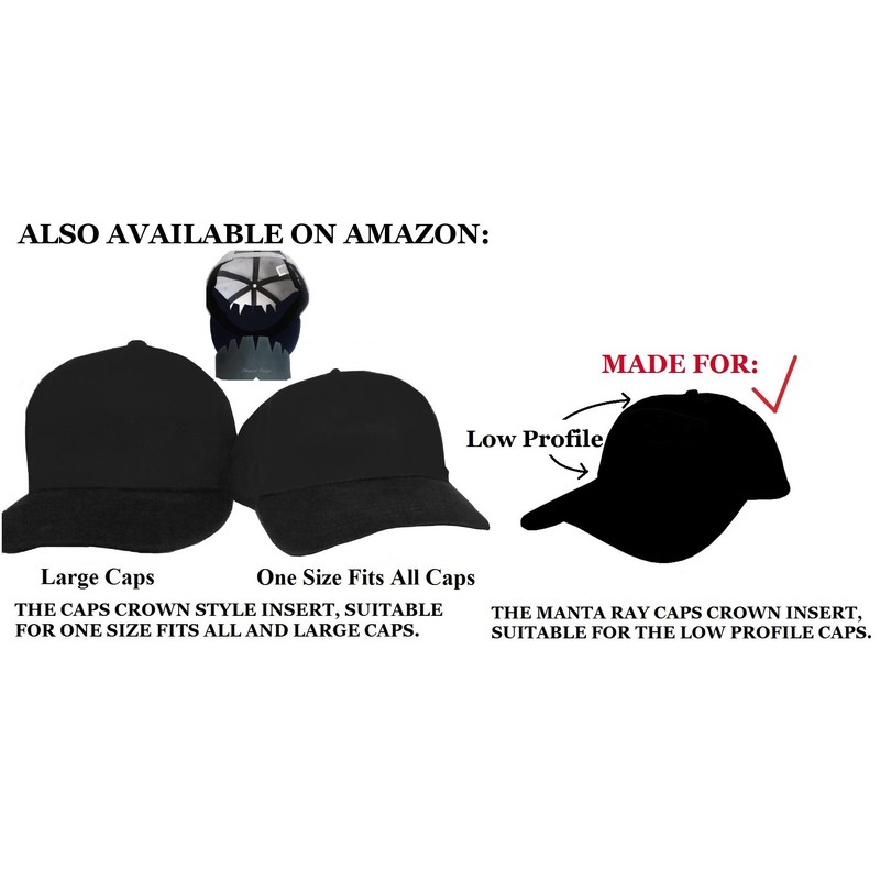 3Pk. Black Manta Ray Baseball Cap Crown Inserts Shapers for