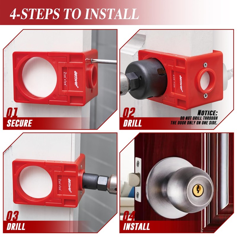 BECOWIN 1-3/8" - 1-3/4" Door Lock Installation Set with Guide