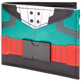 My Hero Academia Izuku Midoriya Outfit Metal Badge Wallet Bi-Fold ID & Card Holder, Green