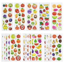 24 Sheets(350+) Fruit 3D Puffy Stickers for Toddlers Kids, Bulk Preschool Sticker Sheets for Reward, Craft, Scrapbooking