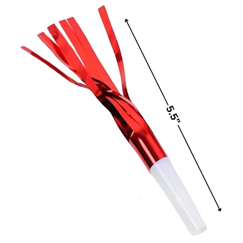 Fringed Squawker Blowouts (8ct) - Assorted Colors Plastic & Foil