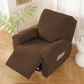NORTHERN BROTHERS Recliner Chair Covers - Lazy Boy Recliner Covers That Stay in Place, 4 Pieces Reclining Chair Cover Recliner Slipcovers 1 Seater, Brown