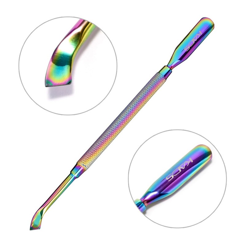 Rainbow Stainless Steel Nail Cuticle Pusher Double Ended Cuticle Remover