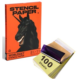 WORLDGET Tattoo Stencil Paper 100 Sheets A4 Size Transfer Paper - Upgraded Easy to Tear, Clear and Durable, Compatible with M08F, TP81, Itari A886, Stencil Printers for Tattoo Artists & Beginners