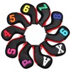 Colorful Number Black PU Golf Club Irons HeadCover Zipper 10pcs