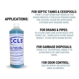 CCLS Septic Tank and Cesspool Treatment Additive/Organic Enzyme Producing Bacteria/Non-Toxic/Non-Hazardous/Non-Corrosive (6-Quarts)