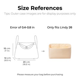 FANJI Project Purse Organizer Insert for Hermes Lindy 26 Handbag,Custom Perfect Fit Inside Premium Aesthetics Embroidered Lightweight Tote Bag Insert Accessories (Golden Luster Cream)