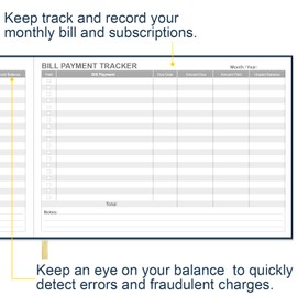 Bill Tracker Notebook - Monthly Bill Organizer & Planner for Personal Budgeting Financial, Payments Checklist Organizer, 7" x 10", Dark Blue