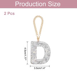 MECCANIXITY Bling Car Letter Charm, Initial D Letter Interior Car Rear View Mirror Decoration Hanging Crystal Ornaments for Women Bags Water Cup DIY Craft, White Colourful