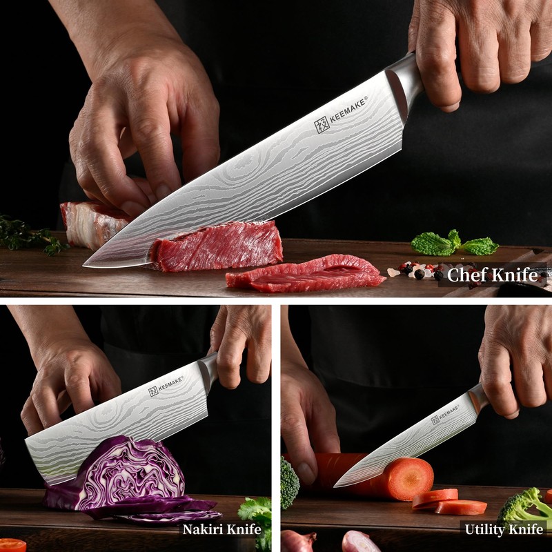KEEMAKE Kitchen Knife Sets, 3 Pieces Professional Chef Knife Set