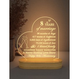 Anniversary Wedding Gifts for Him/Her, I Love You Night Light 3D Illusion Lamp for Couple Wife Husband Romantic Valentines Wedding Day Present (8th)