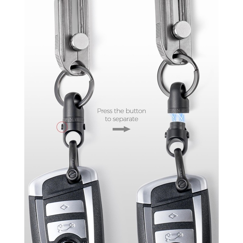 TISUR Titanium Key Ring, Stylish, Car Smart Key, 360° Rotating