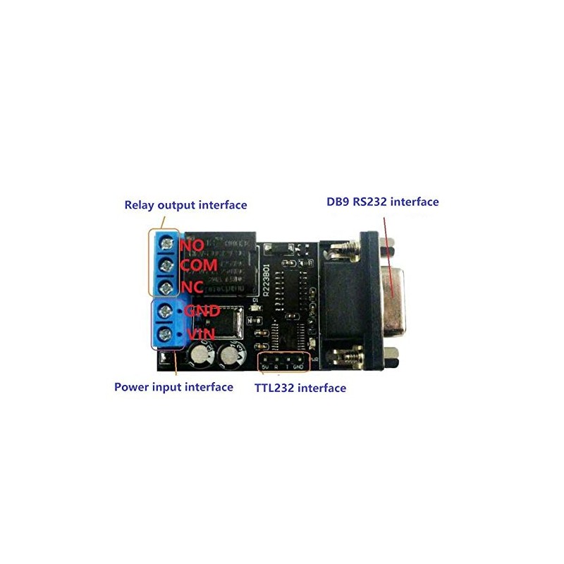 DC 12V 1 Channel RS232 Delay Relay Module, RS232 Delay