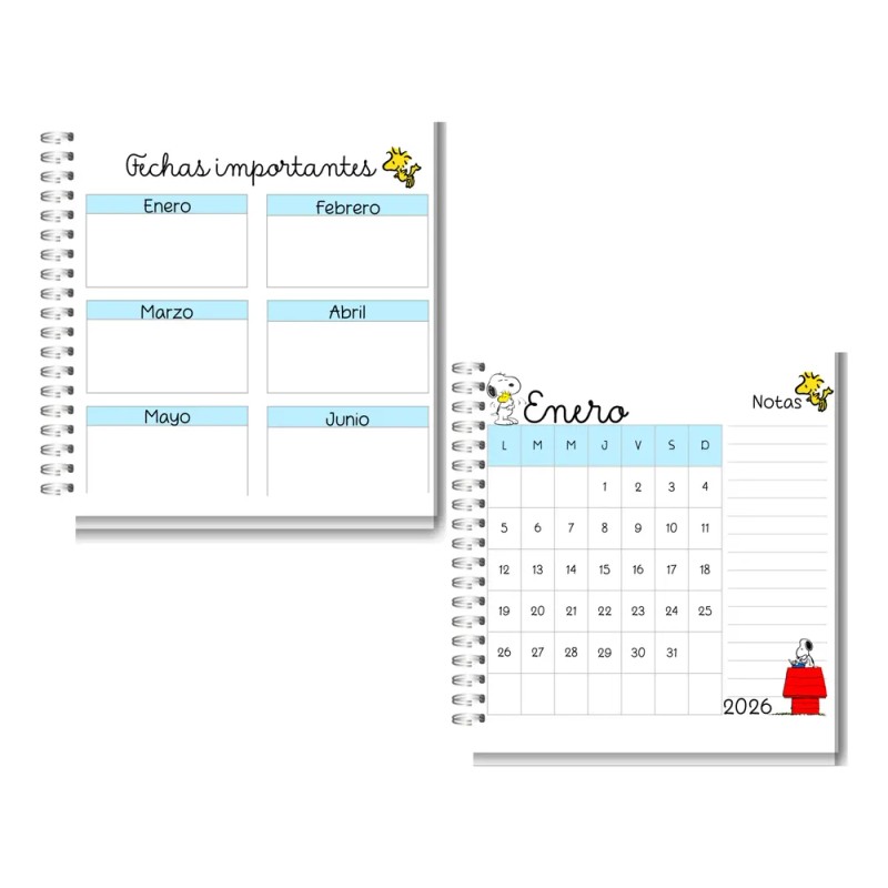 Agenda Snoppy Acost/2026/azul/ 1 Dia X Hoja