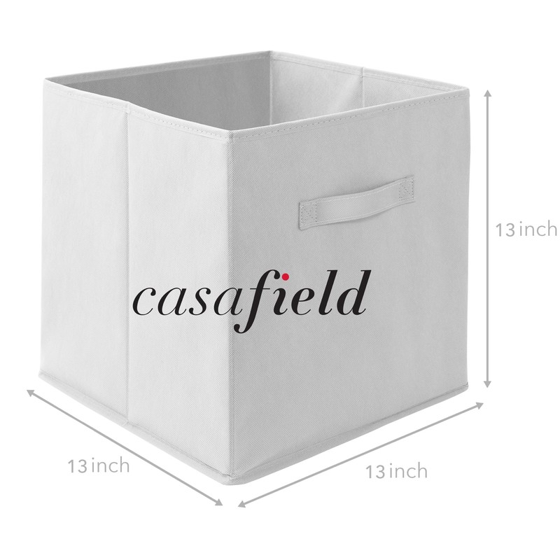 Casafield Set of 6 Collapsible Fabric Cube Storage Bins, White