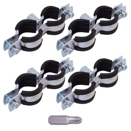 SKIR'CO Double Pipe Holders with Rubber Lining for 20-24 mm Pipes, Pipe Clamps, Pipe Supports for Wall and Ceiling Mounting, Pack of 4