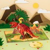 POPWOW Happy 4th Birthday Pop Up Card, Dinosaur, T-Rex, Volcano,