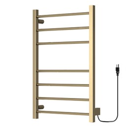 Z&Zhanle Electric Heated Towel Rack, Gold Finish, Wall Mounted Bathroom Warmer with Temperature Control, (Energy Efficient) with 7-Bar & Aluminum Frame for Bathroom