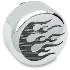 Drag Specialties Horn Cover - Chrome with Black Flame Motorcycle Street Bike